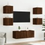 Muebles TV pared con LED 6 pzas madera ingeniería marrón roble de , Muebles TV - Ref: Foro24-3216817, Precio: 181,14 €, Descu...