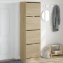 Shoe cabinet with 4 folding drawers in Sonoma oak, 60x42x204 cm by , Shoe racks and shoe organizers - Ref: Foro24-3214394, Pr...