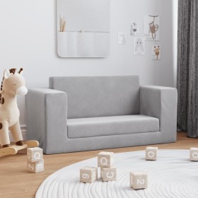 Children's 2-seater light gray soft plush sofa bed by , Baby and Toddler Furniture - Ref: Foro24-357035, Price: 59,99 €, Disc...