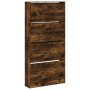 Mueble zapatero 4 cajones abatibles roble ahumado 80x21x163,5cm de , Zapateros y organizadores de calzado - Ref: Foro24-32143...