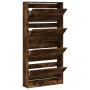 Shoe cabinet with 4 folding drawers in smoked oak, measuring 80x21x163.5cm. by , Shoe racks and shoe organizers - Ref: Foro24...