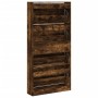 Shoe cabinet with 4 folding drawers in smoked oak, measuring 80x21x163.5cm. by , Shoe racks and shoe organizers - Ref: Foro24...