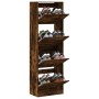 Shoe cabinet with 4 folding drawers in smoked oak, measuring 60x34x187.5cm. by , Shoe racks and shoe organizers - Ref: Foro24...