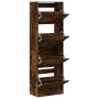 Shoe cabinet with 4 folding drawers in smoked oak, measuring 60x34x187.5cm. by , Shoe racks and shoe organizers - Ref: Foro24...