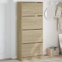 Shoe cabinet with 4 folding drawers Sonoma oak 80x34x187.5 cm by , Shoe racks and shoe organizers - Ref: Foro24-3214380, Pric...