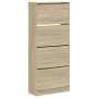 Shoe cabinet with 4 folding drawers Sonoma oak 80x34x187.5 cm by , Shoe racks and shoe organizers - Ref: Foro24-3214380, Pric...