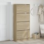 Shoe cabinet with 4 folding drawers Sonoma oak 80x34x187.5 cm by , Shoe racks and shoe organizers - Ref: Foro24-3214380, Pric...