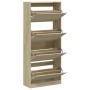 Shoe cabinet with 4 folding drawers Sonoma oak 80x34x187.5 cm by , Shoe racks and shoe organizers - Ref: Foro24-3214380, Pric...