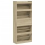 Shoe cabinet with 4 folding drawers Sonoma oak 80x34x187.5 cm by , Shoe racks and shoe organizers - Ref: Foro24-3214380, Pric...