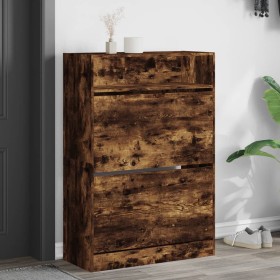 Shoe cabinet with 2 fold-down drawers in smoked oak, 80x34x116 cm. by , Shoe racks and shoe organizers - Ref: Foro24-3214410,...