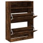 Shoe cabinet with 2 fold-down drawers in smoked oak, 80x34x116 cm. by , Shoe racks and shoe organizers - Ref: Foro24-3214410,...