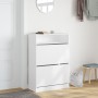 Shoe cabinet with 2 fold-down drawers white 80x34x116 cm by , Shoe racks and shoe organizers - Ref: Foro24-3214406, Price: 10...