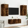 TV wall unit with LED lights, 4 pieces, engineered wood in smoked oak. by , TV Furniture - Ref: Foro24-3216822, Price: 183,99...