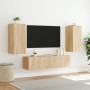 TV wall unit with LED lights, 4 pieces, engineered wood in Sonoma oak. by , TV Furniture - Ref: Foro24-3216841, Price: 167,78...