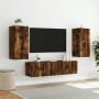 TV wall unit with LED lights, 4 pieces, engineered wood in smoked oak. by , TV Furniture - Ref: Foro24-3216843, Price: 167,74...