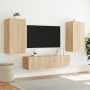 TV wall unit with LED lights, 4 pieces, engineered wood in Sonoma oak. by , TV Furniture - Ref: Foro24-3216848, Price: 191,34...