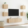 TV wall unit with LED lights, 6 pieces, engineered wood in Sonoma oak. by , TV Furniture - Ref: Foro24-3216855, Price: 184,13...