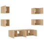 Muebles TV pared con LED 6 pzas madera ingeniería roble Sonoma de , Muebles TV - Ref: Foro24-3216855, Precio: 184,13 €, Descu...