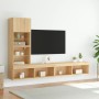 Muebles TV pared con LED 4 pzas madera ingeniería roble Sonoma de , Muebles TV - Ref: Foro24-3216642, Precio: 156,92 €, Descu...