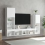 Muebles de TV de pared con LED 4 pzas madera ingeniería blanco de , Muebles TV - Ref: Foro24-3216654, Precio: 200,61 €, Descu...