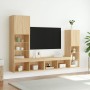 TV wall unit with LED lights, 4 pieces, engineered wood in Sonoma oak. by , TV Furniture - Ref: Foro24-3216656, Price: 187,49...