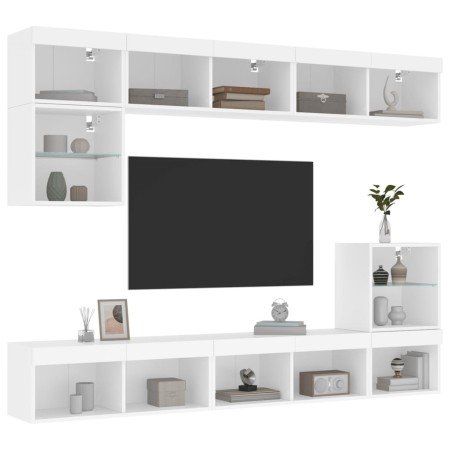 Wand-TV-Möbel mit LED 8 Stk. Holzwerkstoff weiß von , TV-Möbel - Ref: Foro24-3216668, Preis: 250,51 €, Rabatt: %