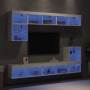 Wall-mounted TV furniture with LED, 8 pieces, engineered wood, white. by , TV Furniture - Ref: Foro24-3216668, Price: 250,51 ...