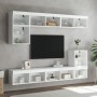 Wall-mounted TV furniture with LED, 8 pieces, engineered wood, white. by , TV Furniture - Ref: Foro24-3216668, Price: 250,51 ...