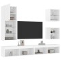 Muebles de TV de pared con LED 5 pzas madera ingeniería blanco de , Muebles TV - Ref: Foro24-3216675, Precio: 210,95 €, Descu...