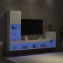 Wall-mounted TV furniture with LED, 4 pieces, engineered wood, white. by , TV Furniture - Ref: Foro24-3216661, Price: 181,34 ...