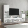 Wall-mounted TV furniture with LED, 4 pieces, engineered wood, white. by , TV Furniture - Ref: Foro24-3216661, Price: 181,34 ...