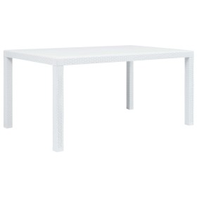 Mesa de jardín plástico aspecto de ratán blanco 150x90x72 cm de vidaXL, Mesas de jardín - Ref: Foro24-45604, Precio: 163,41 €...