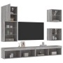 TV wall unit with LED lights, 5 pieces, engineered wood, Sonoma gray. by , TV Furniture - Ref: Foro24-3216680, Price: 198,91 ...