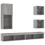 Muebles TV pared con LED 5 pzas madera ingeniería gris Sonoma de , Muebles TV - Ref: Foro24-3216680, Precio: 198,91 €, Descue...