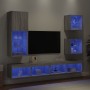 TV wall unit with LED lights, 5 pieces, engineered wood, Sonoma gray. by , TV Furniture - Ref: Foro24-3216680, Price: 198,91 ...