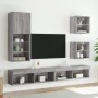 Muebles TV pared con LED 5 pzas madera ingeniería gris Sonoma de , Muebles TV - Ref: Foro24-3216680, Precio: 198,91 €, Descue...