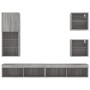 Muebles TV pared con LED 5 pzas madera ingeniería gris Sonoma de , Muebles TV - Ref: Foro24-3216680, Precio: 198,91 €, Descue...