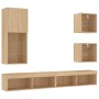 Muebles TV pared con LED 5 pzas madera ingeniería roble Sonoma de , Muebles TV - Ref: Foro24-3216677, Precio: 196,67 €, Descu...