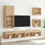 TV wall unit with LED lights, 5 pieces, engineered wood in Sonoma oak. by , TV Furniture - Ref: Foro24-3216677, Price: 193,71...