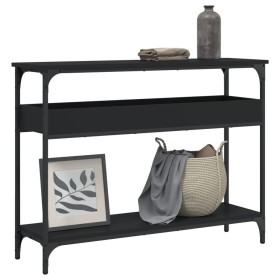 Mesa consola con estante madera ingeniería negra 100x29x75 cm de , Mesas auxiliares - Ref: Foro24-837717, Precio: 56,99 €, De...