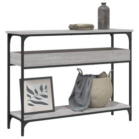 Console table with Sonoma grey engineered wood shelf 100x29x75 cm by , Side tables - Ref: Foro24-837720, Price: 57,99 €, Disc...