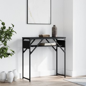 Mesa consola con estante madera ingeniería negra 75x30x75 cm de , Mesas auxiliares - Ref: Foro24-837797, Precio: 36,48 €, Des...