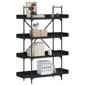 4-shelf black engineered wood bookcase 100x33x145.5 cm by , Bookcases and shelves - Ref: Foro24-837692, Price: 62,99 €, Disco...