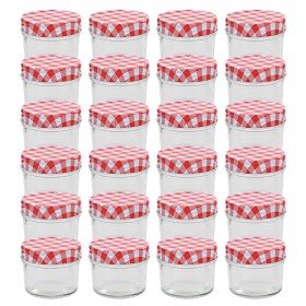 Glass jam jars white and red lid 24 pcs 110 ml by vidaXL, honey jars - Ref: Foro24-50789, Price: 38,12 €, Discount: %