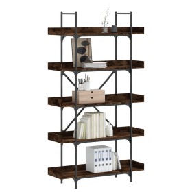 Engineered smoked oak wood 5-shelf bookcase by , Bookcases and shelves - Ref: Foro24-837699, Price: 93,99 €, Discount: %