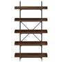 Bookshelf with 5 brown engineered wood shelves, measuring 100x33x180.5 cm. by , Bookcases and shelves - Ref: Foro24-837701, P...