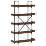 Bookshelf with 5 brown engineered wood shelves, measuring 100x33x180.5 cm. by , Bookcases and shelves - Ref: Foro24-837701, P...