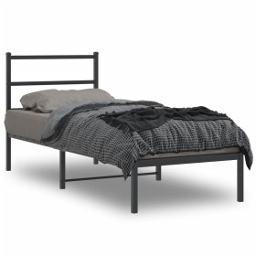 Estructura de cama con cabecero metal negro 75x190 cm de , Camas y somieres - Ref: Foro24-355355, Precio: 62,99 €, Descuento: %