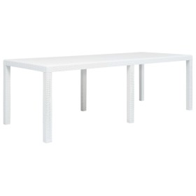 Mesa de jardín aspecto de ratán plástico blanca 220x90x72 cm de vidaXL, Mesas de jardín - Ref: Foro24-45607, Precio: 179,99 €...