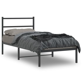 Estructura de cama con cabecero metal negro 90x190 cm de , Camas y somieres - Ref: Foro24-355357, Precio: 59,99 €, Descuento: %